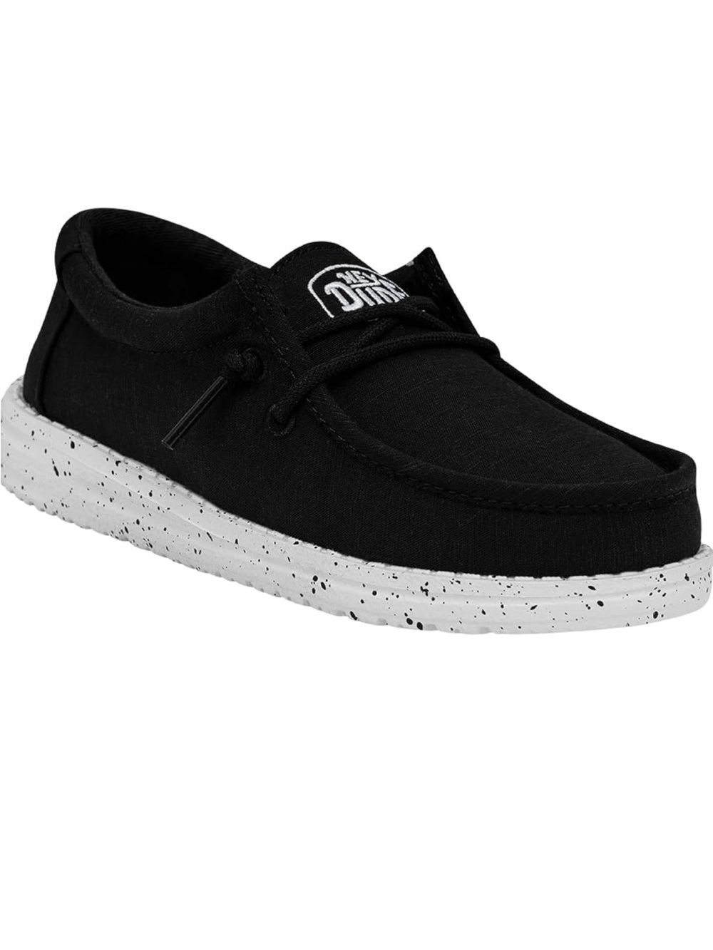 Hey Dude Wally Slub Slip-on Shoes in Black Canvas Speckled Sole Sz. 12 - Picture 1 of 10